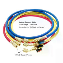 Ensemble de 3 tuyaux de charge pour climatisation R134A/R410a avec vannes à bille, pression de 800 PSI,