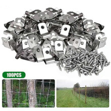 (A) 100 pinces de fixation pour fil de clôture avec vis, en acier inoxydable antirouille, pour fils
