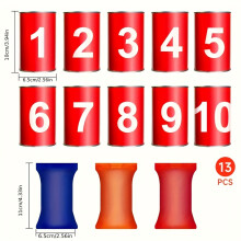 (1 Set) 13 Carnival Can Toss Game with Bean Bags, Featuring 10 Cans And 3 Bean Bags. This Outdoor Easter Game Is Perfect for