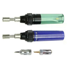 (Vert transparent) Chalumeau à gaz butane 1300C, fer à souder, pistolet de soudage sans fil pour brûleur