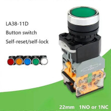 Interrupteur à bouton LED LA38-11D, 220 V CA, autobloquant et à réarmement automatique, 22 mm, compatible