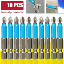 10 embouts de tournevis cruciformes PH2 de 50 mm, antidérapants, à tige hexagonale, magnétiques, pour
