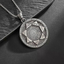 Collier pendentif rétro Seven Angels Magic Circle, sceau de Salomon, bijou porte-bonheur punk personnalisé