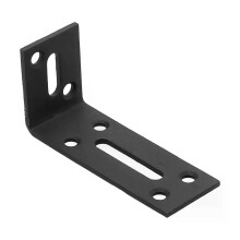 1 équerre de fixation d'étagère en L noire, en fer, avec support d'angle réglable pour étagère flottante.