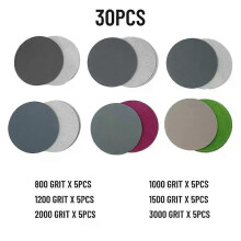 Lot de 30 disques de ponçage à sec/à l'eau de 75 mm (3 pouces) avec système auto-agrippant, grains 800,