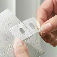 Lot de 30 autocollants de réparation pour rideaux et stores, fixations faciles, languettes blanches