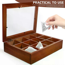 Boîte de rangement décorative pour sachets de thé, en bois, pour sucre et café.