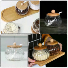 Boîte à sucre en verre, pot à sel, flacons à épices, bocaux avec cuillères et couvercles