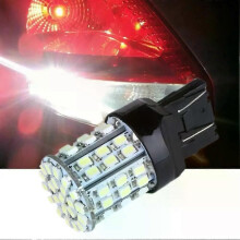 Lot de 2 ampoules LED T20 W21W 7443 7440 64-SMD 1206 pour feux arrière, stop et freins de voiture, blanches,