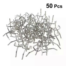 Lot de 50 crochets en acier au carbone pour panneau perforé, 33 mm, avec trous argentés, pour garage