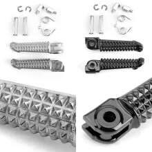 Repose-pieds avant (Argent) pour Yamaha YZF R1 1998-2014, R6 1999-2014, R6S 03-08, Noir