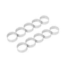 Lot de 10 cercles à tarte de 5 cm en acier inoxydable, résistants à la chaleur et perforés, pour gâteaux,