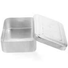 Boîte à lunch vintage argentée (215 x 9,5 x 4,2 cm) avec couvercle, idéale pour les pique-niques et