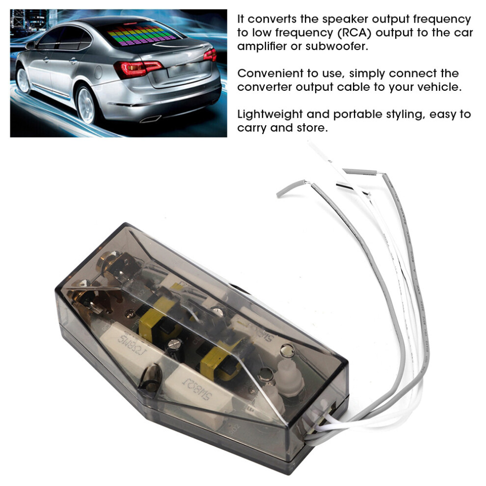12V Smoke Transparent Car Subwoofer Amplifier Audio Converter For High Low Sound 8761363292014