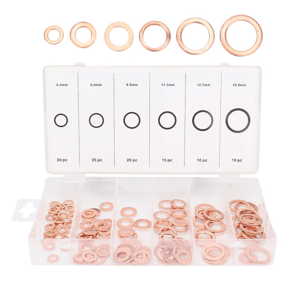 110 Pcs Copper Washers Flat Seals For Brake Line Oil Fittings Assorted Sizes 8291363292382