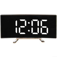 Bedside Mirror Clock With Luminous Display And Adjustable Brightness For Mood Lighting White Finish