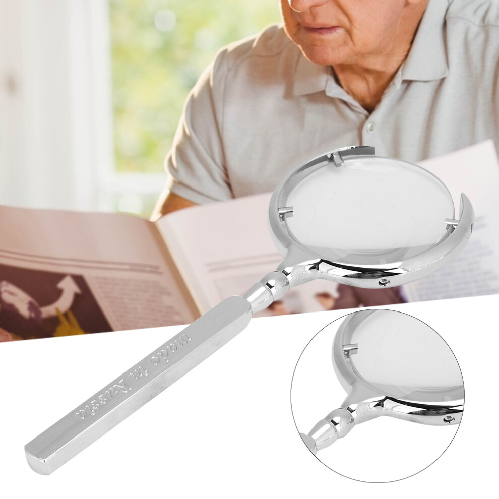 Silver Reading & Jewelry Magnifier Handheld 50Mm 3.5X 4.0X Magnification