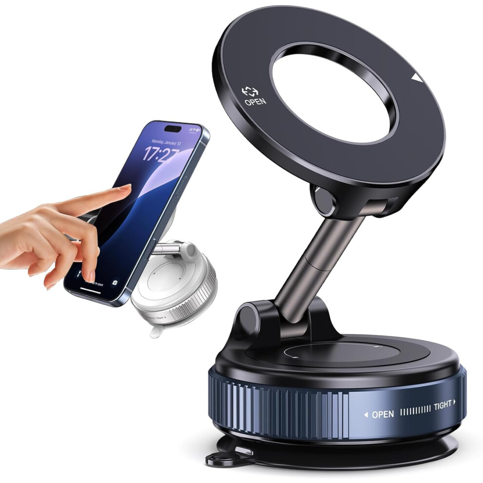 Foldable Magnetic Phone Mount Vacuum Suction Car Holder Universal Smartphone Mount For Iphone Android Black 9067246978600