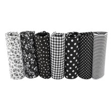 7 Stück 50x50cm Baumwollstoff DIY-Quadrate-Kit Schwarz