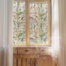 (43*100cm/16.92*39.37inch, Flower) Floral Pattern Laser Static Cling Window Film, 1 Roll Waterproof & Heat Resistant Window Sticker, Universal Use