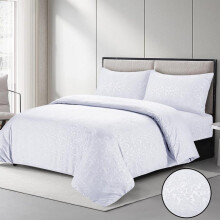 (White - Floral, SINGLE) Luxurious Microfiber Printed Duvet Cover Quilt Set Double Sets Single Double King UK Sizes-Shining & Anti allergeni