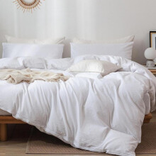 (Off White, UAE-Queen - 3 Counts) Solid Color Machine Washable Duvet Cover & Pillowcase Set without Filler, 2/3 Counts Including Modern Simple Style