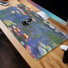 (Multicolor, 35.4*15.7inches(90X40cm)) Cute Black Cat Print Mouse Pad, 1 Count Non-slip Rubber Base & Stitched Edge Desk Pad, Gaming Large Mouse Pad,