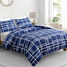 (Blue & White Bricks, Super-King) Cheetah Print Premium Microfiber Duvet Cover Set with Pillow Covers Luxury Single Double King Size Super King Beddi