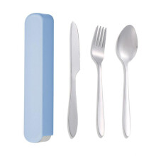 (Blue, one-size) Portable Stainless Steel Tableware Set, Cutlery Set with Durable Storage Box, Including Spoon, Fork, Knife, Lunch