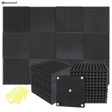 (Black, 2sets(12PCS/set)) Acoustic Foam Boards, 12pcs/set Soundproof Foam Boards, Soundproof Noise Reduction Wedge Panels, For Home Office