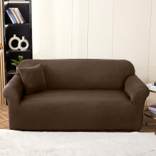 (Coffee Brown, 4-Seater) Solid Color Sofa Cover with Pillowcase, 1 Count Modern Simple Sofa Slipcover with 1 Count Pillowcase without Core,