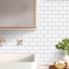 (Cloud White, 10pcs/pack) 3D Classic Brick Pattern Peel & Stick Tile Wallpaper, Modern Waterproof Oil-proof Self-adhesive Kitchen Bathroom