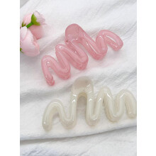(Multicolor, one size fits all) Solid Color Wave Design Hair Claw (2pcs), Casual Versatile Hair Accessories for Women & Girls, Minimalist Headwear