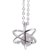 1St Elegant Blå Planet Halsband I Silver, Smycke För Fest