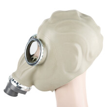 Natural Rubber Full Face Gas Mask with Transparent Lenses, Grey White