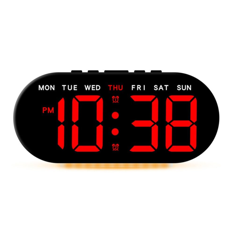 LED Alarm Clock With Date Temperature Weekday Display Dual Alarm Snooze Four Brightness Levels Wall/Desk Clock Model D