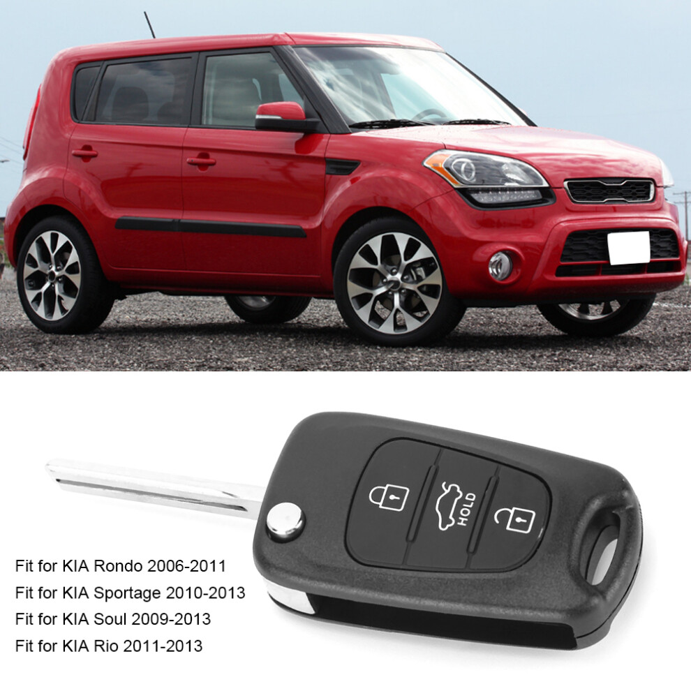Car Remote Fob Shell Case For Kia Rondo 3 Buttons Flip Style Replacement Black 8471363303527
