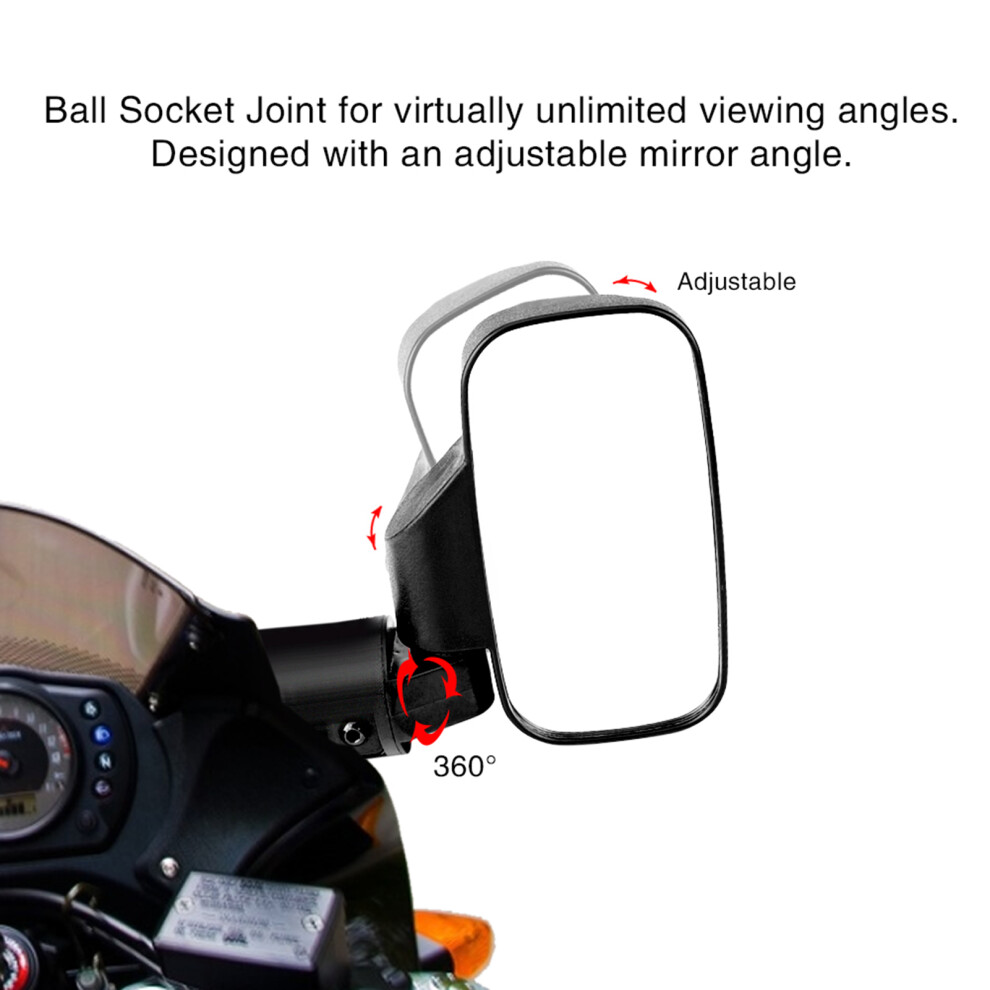 Durable Utv Side Mirrors With Adjustable Convex Glass For Ranger Rzr 6931363304204