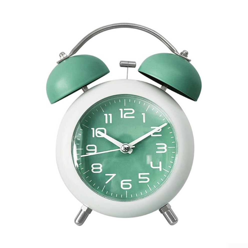 Metal Twin Bell Alarm Clock With Backlight For Home Office Loud Alarm For Deep Sleepers No Snooze Green