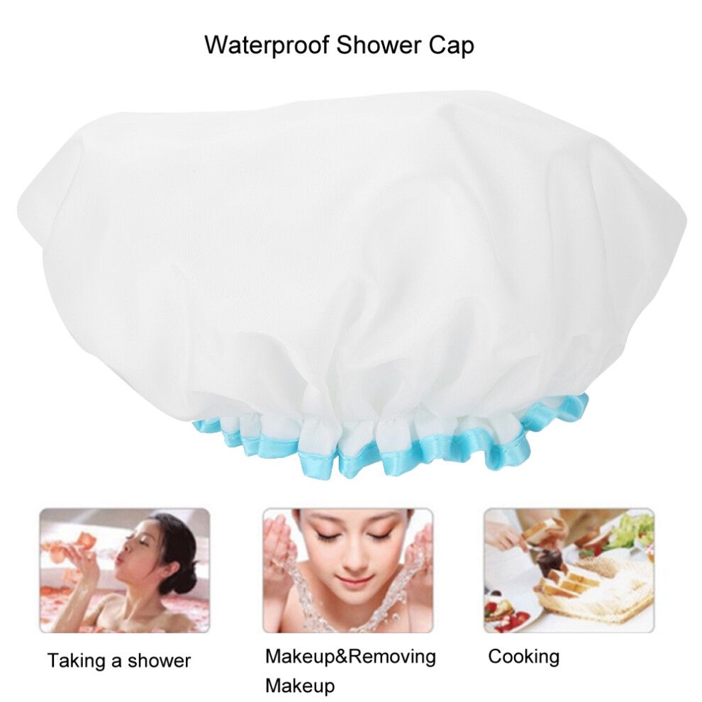 Waterproof Women Shower Cap Double Layer Thick Elastic Bath Hat Large Capacity