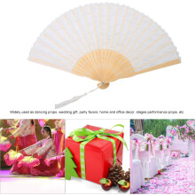 White Japanese Handmade Lace Foldable Fan 22cm x 40cm Elegant Decor