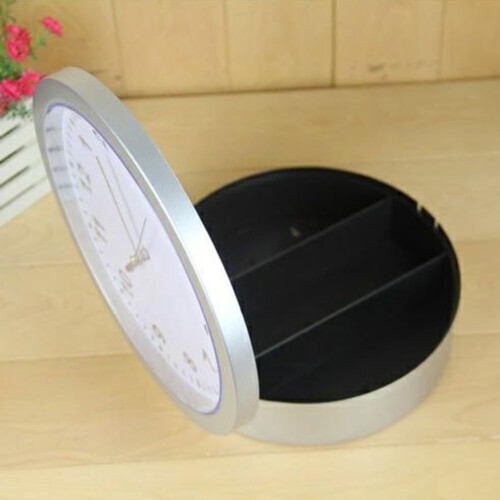 Classic Style Wall Clock With Hidden Safe For Valuables Silver Finish Elegant And Functional 2