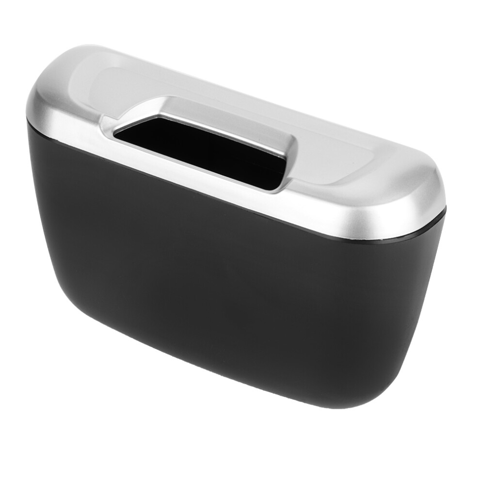Portable Auto Car Trash Can 18*12*6Cm Compact Rubbish Bin Silver 4181363305318