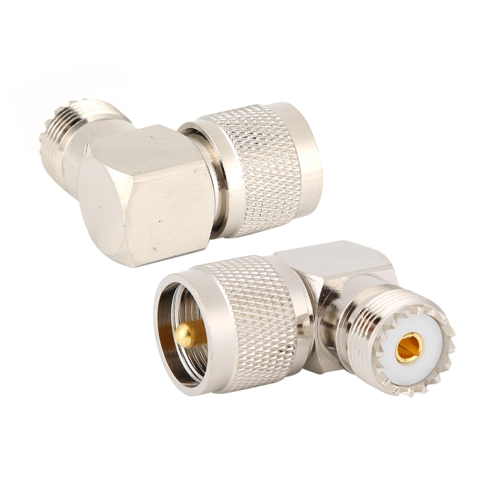 2Pcs Uhf Male Pl259 To Female So239 Right Angle Rf Coax Adapter Brass 8721363305039