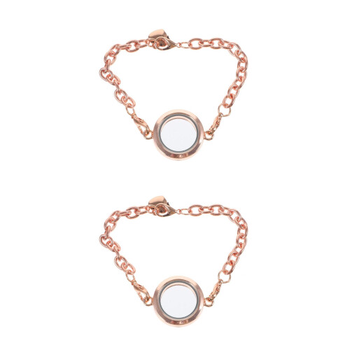 2St Alloy Locket Bracelet För Kvinnor Roséguld 1