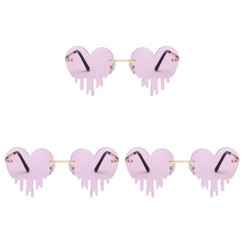 3 Par Hjärtformade Solglasögon Söt Glasögonaccessoar 2