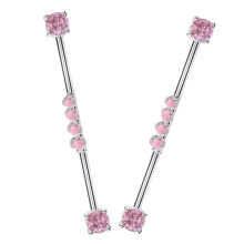 2 Unidades Piercing Industrial Cartílago Rosa
