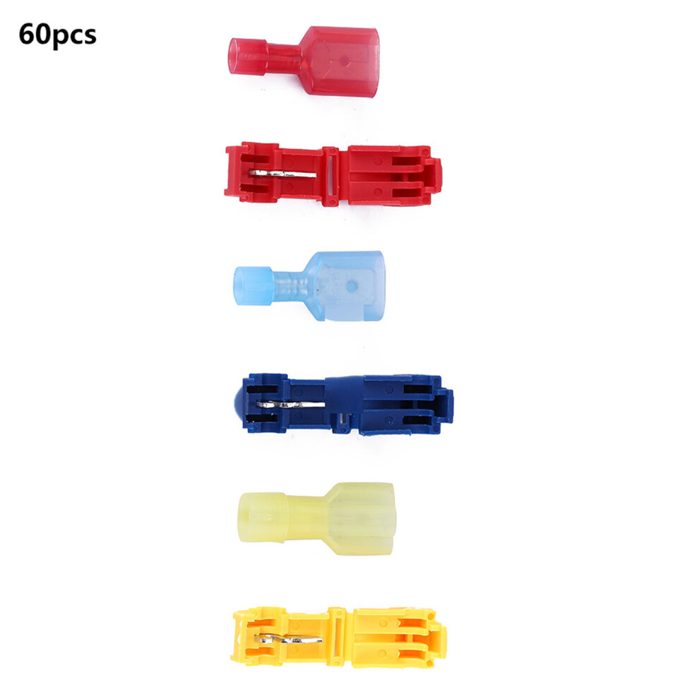 60Pcs T Tap Electrical Connectors Quick Wire Splice Taps & Insulated Terminals 4021363310724