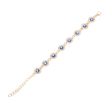 1X Blauwe Metalen En Glazen Evil Eye Armband Dames En Thuis