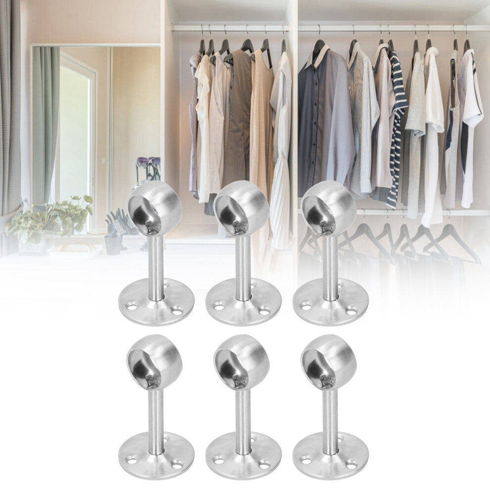 6Pcs Stainless Steel Flanged Socket Rod Brackets For Curtains & Wardrobe 3641363313436